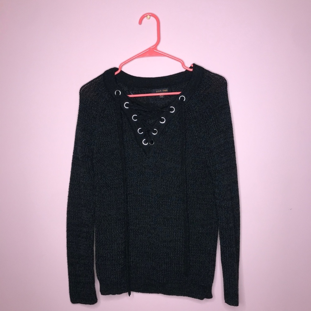 FASHION NOVA CROCHET LACE UP TOP